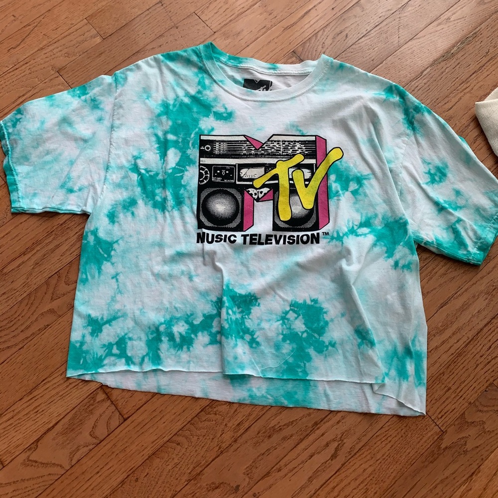 MTV Blue Tye Dye Cropped Shirt